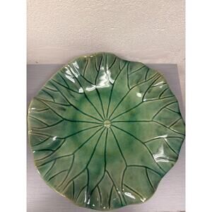 Vintage Arhaus Ceramic Green Lily Pad Decor Plate 11 inches